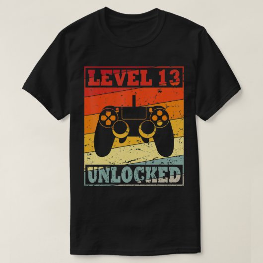 13誕生日ゲームテーマレベル13ロック解除13円 Tシャツ (デザイン正面)