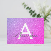 13誕生日スパープルピンク写真 招待状 (スタンド正面)