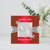 13誕生日スリップバーバタフライフォトレッド 招待状 (スタンド正面)