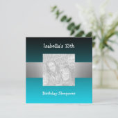 13誕生日スリープバーシルバーグリーンフォト2 招待状 (スタンド正面)