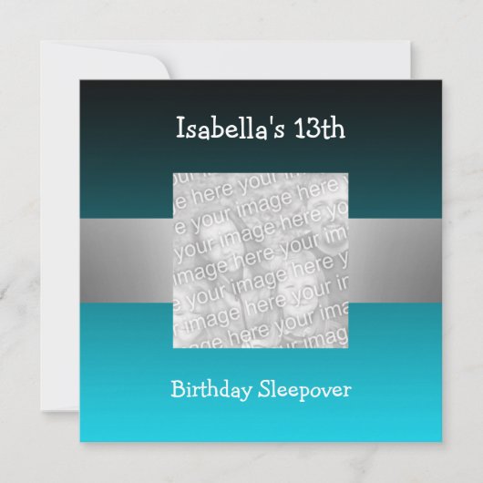 13誕生日スリープバーシルバーグリーンフォト2 招待状 (正面)