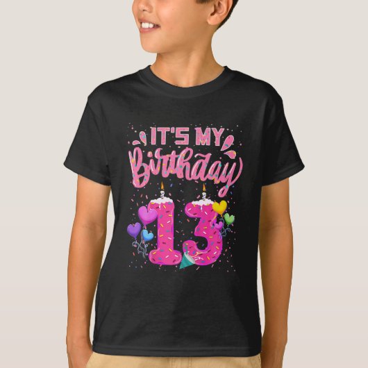 13誕生日ドーナツ13歳 Tシャツ (正面)