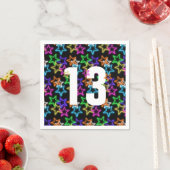 13誕生日ネオンスターズオンブラック スタンダードカクテルナプキン (インサイチュ)