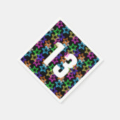 13誕生日ネオンスターズオンブラック スタンダードカクテルナプキン (角)