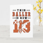 13誕生日バスケットボールプレーヤー13歳 カード (黄色い花)