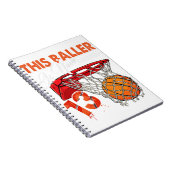 13誕生日バスケットボールTおもしろいシャツ13歳 ノートブック (右側)