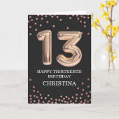 13誕生日バラ金ゴールドエレガントガールパーソナライズされた カード (黄色い花)