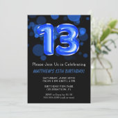 13誕生日バルーンキッズブルーボーイパーティー 招待状 (スタンド正面)