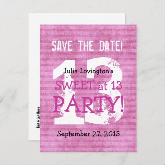 13誕生日パーティーV03Bで甘い日付を保存 案内ポストカード (正面/裏面)