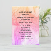 13誕生日ピンクアート抽象芸術カスタム年齢ガーリー 招待状 (スタンド正面)