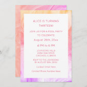 13誕生日ピンクアート抽象芸術カスタム年齢ガーリー 招待状 (正面/裏面)