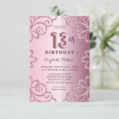 13誕生日ピンクグリッターバルーンスクリプト 招待状 (スタンド正面)