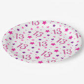 13誕生日ピンクグリッター紙プレート ペーパープレート (アングル)