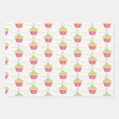 13誕生日ピンクグリーンカップケーキ ラッピングペーパーシート (正面)