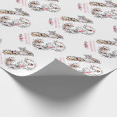 13誕生日フォトガールコラージピンクフラワーホワイト ラッピングペーパー (角)