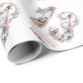 13誕生日フォトガールコラージピンクフラワーホワイト ラッピングペーパー (ロールコーナー)