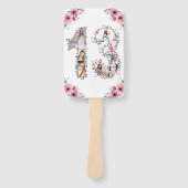 13誕生日フォトコラージピンクガールフラワーホワイト ハンドファン (正面)