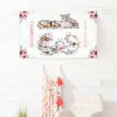 13誕生日フォトコラージピンクフラワーガールホワイト 横断幕 (インサイチュ)