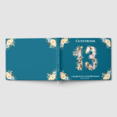 13誕生日フォトティール(緑がかった色)コラージュ黄花 ゲストブック (全面)