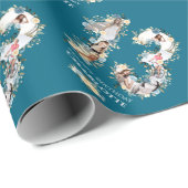 13誕生日フォトティール(緑がかった色)コラージュ黄花 ラッピングペーパー (ロールコーナー)