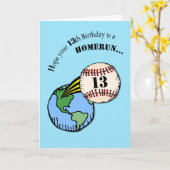 13誕生日ベースボールホーム走 カード (黄色い花)