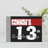 13誕生日モダンFor Him Red White Black G211 招待状 (スタンド正面)