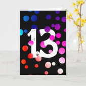 13誕生日レインボードットオンブラック カード (黄色い花)