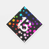 13誕生日レインボードットオンブラック スタンダードランチョンナプキン (角)