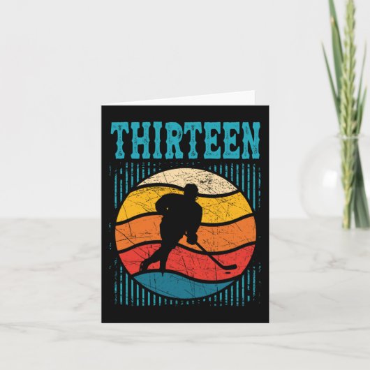 13誕生日レトロアイスホッケー13歳ボーイギ カード (正面)