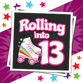 13誕生日ローラースケートで滑る13歳スケート スタンダードカクテルナプキン