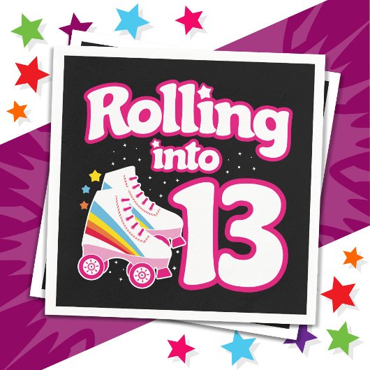13誕生日ローラースケートで滑る13歳スケート スタンダードカクテルナプキン