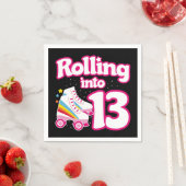 13誕生日ローラースケートで滑る13歳スケート スタンダードカクテルナプキン (インサイチュ)