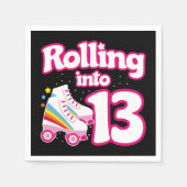 13誕生日ローラースケートで滑る13歳スケート スタンダードカクテルナプキン (正面)