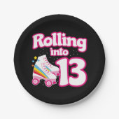 13誕生日ローラースケートで滑る13歳スケート ペーパープレート (正面)