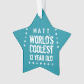 13誕生日世界クール13歳ティール(緑がかった色)Z13 オーナメント (正面)
