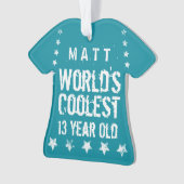 13誕生日世界クール13歳ティール(緑がかった色)Z13 オーナメント (正面)