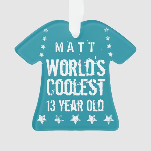 13誕生日世界クール13歳ティール(緑がかった色)Z13 オーナメント (正面)