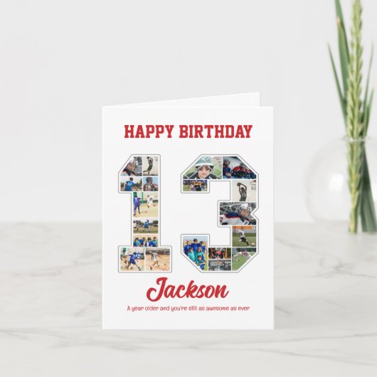 13誕生日周年記念Number 13 Photo Collage カード (正面)