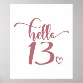 13誕生日女性こんにちは13かわいい13歳 ポスター (正面)