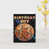 13誕生日少年10代の13歳バスケットボール大会 カード (黄色い花)