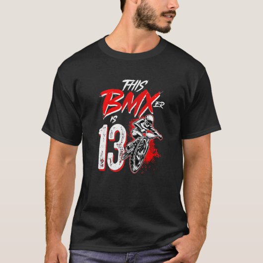 13誕生日少年BMXバースデーパーティーの装飾 Tシャツ (正面)