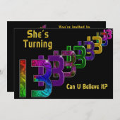 13誕生日招待状ガール、抽象芸術番号 招待状 (正面/裏面)