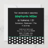 13誕生日目のかわいい水玉模様が少女に 招待状 (裏面)