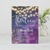 13誕生日銀河系パープルスターストリングライト 招待状 (スタンド正面)