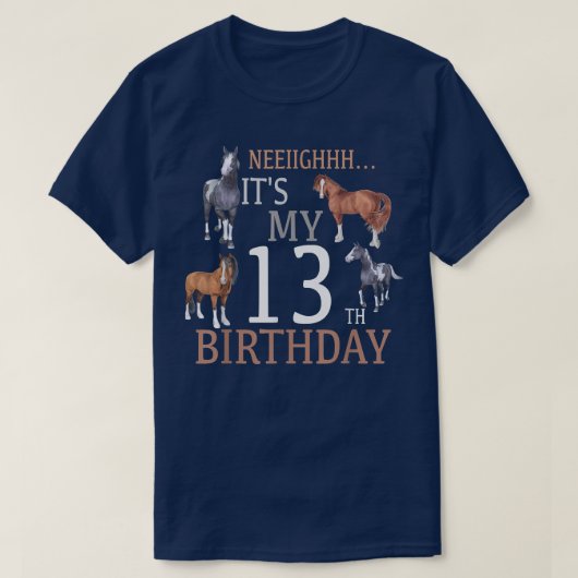 13誕生日馬好き13歳 Tシャツ (デザイン正面)