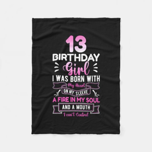 13誕生日13年女の子おもしろい10代の若者誕生 フリースブランケット (正面)