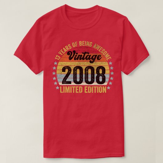 13誕生日13歳ギフトヴィンテージ2008制限 Tシャツ (デザイン正面)