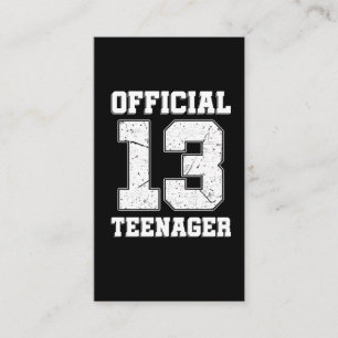 13誕生日13歳公式10代の若者 名刺