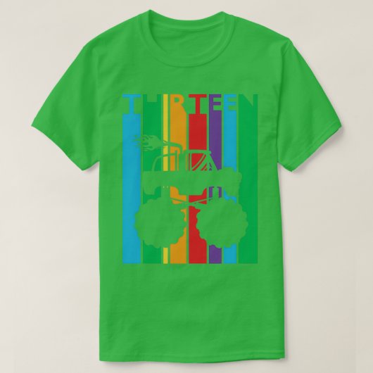 13誕生日3レトロモンスタートラック13歳 Tシャツ (デザイン正面)