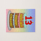 13誕生日:おもしろいケーキとキャンドル+名前をカスタムする ジグソーパズル (横)